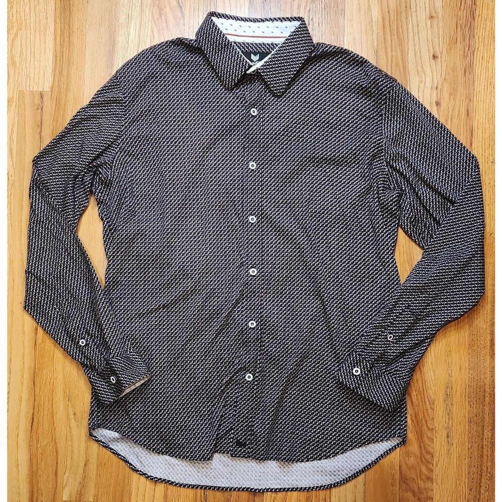 Butter Cloth Shirt Mens XL Regular Fit Geometric Long Sleeve Black Red White